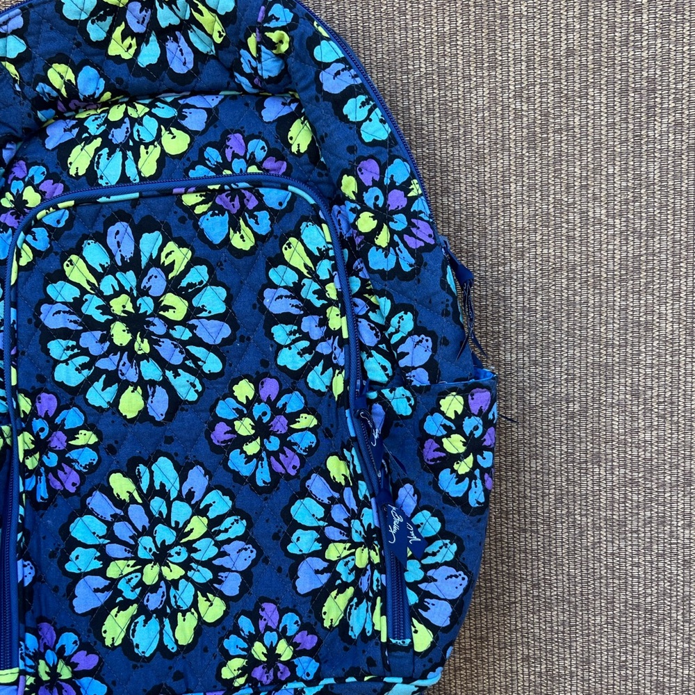 Vera Bradley Campus Laptop Backpack Indigo Pop - Picture 11 of 11